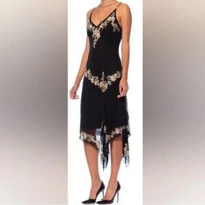 NWT Vintage Cache 90's Y2K Silk Beaded Gown Dress‎ Size 6